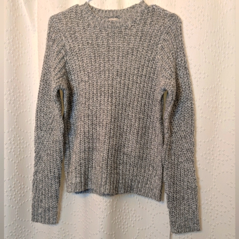 Wool Blend Grey White Heathered Knit Pullover Sweater Women's XS NWT A New Day